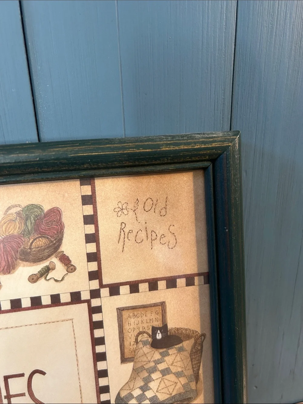 Vintage Green Framed 'I Love Antiques' Wall Accent | 11 x 13”